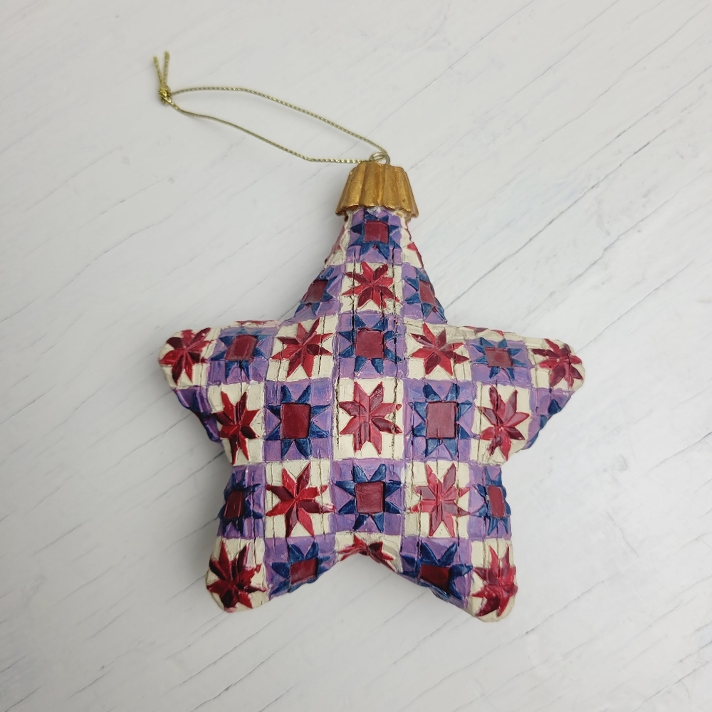 Jim Shore Heartwood Creek Enesco #118700 Quilt Pattern Star Ornament 2004